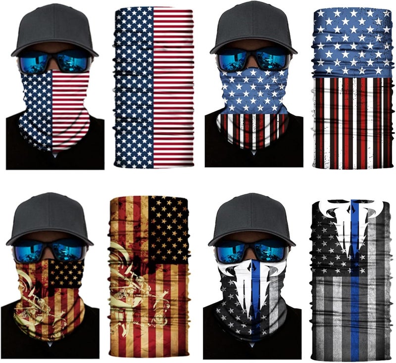 WYSUMMER 8PCS Scarves Bandanas Face Tube Black Headband, Motorcycle Multi Function Headwear Hat Scarf Neck Warmer Balaclava - Image 4
